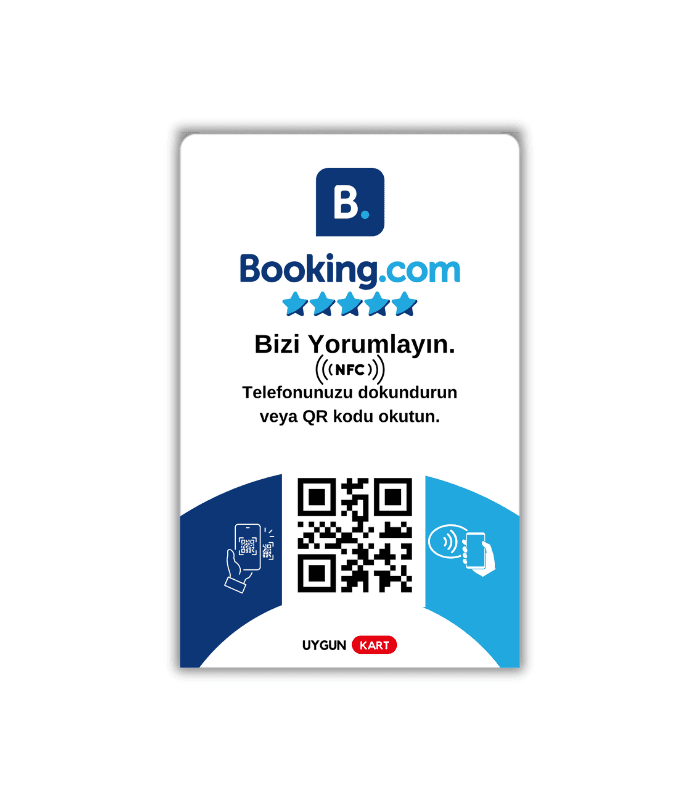 Booking.com NFC ve QR Kodlu Profesyonel Kart