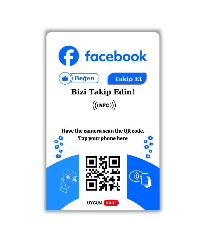 Facebook NFC ve QR Kodlu Kart | Sosyal Medya Bağlantınızı Fiziksel Dünyaya Taşıyın!