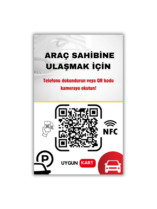 Araç Numaratör Kartı (NFC ve QR Kodlu) – Araba Park Numara Bırakma