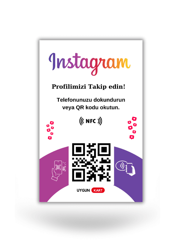 İNSTAGRAM TAKİPÇİ KARTI NFC ve QR Kod Özellikli