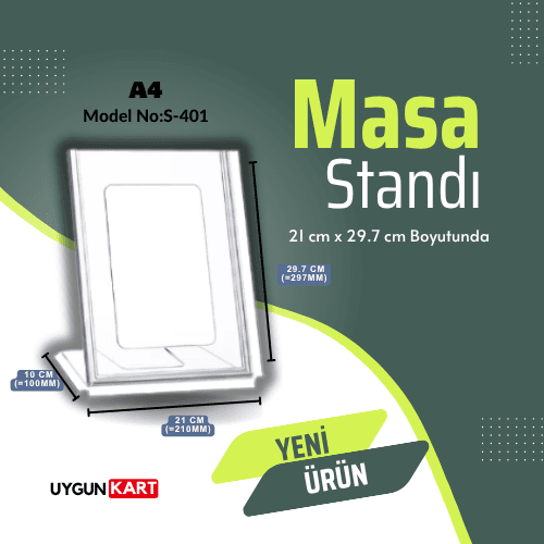 A4 Masa Standı 21 cm x 29.7 cm Föylük L Dikey