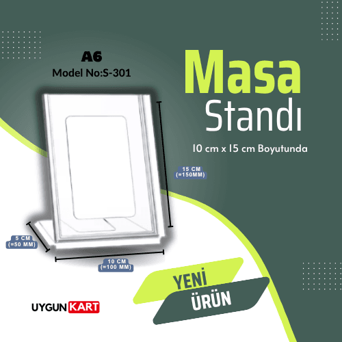 A6 Masa Standı 10 cm x 15 cm Föylük L Dikey