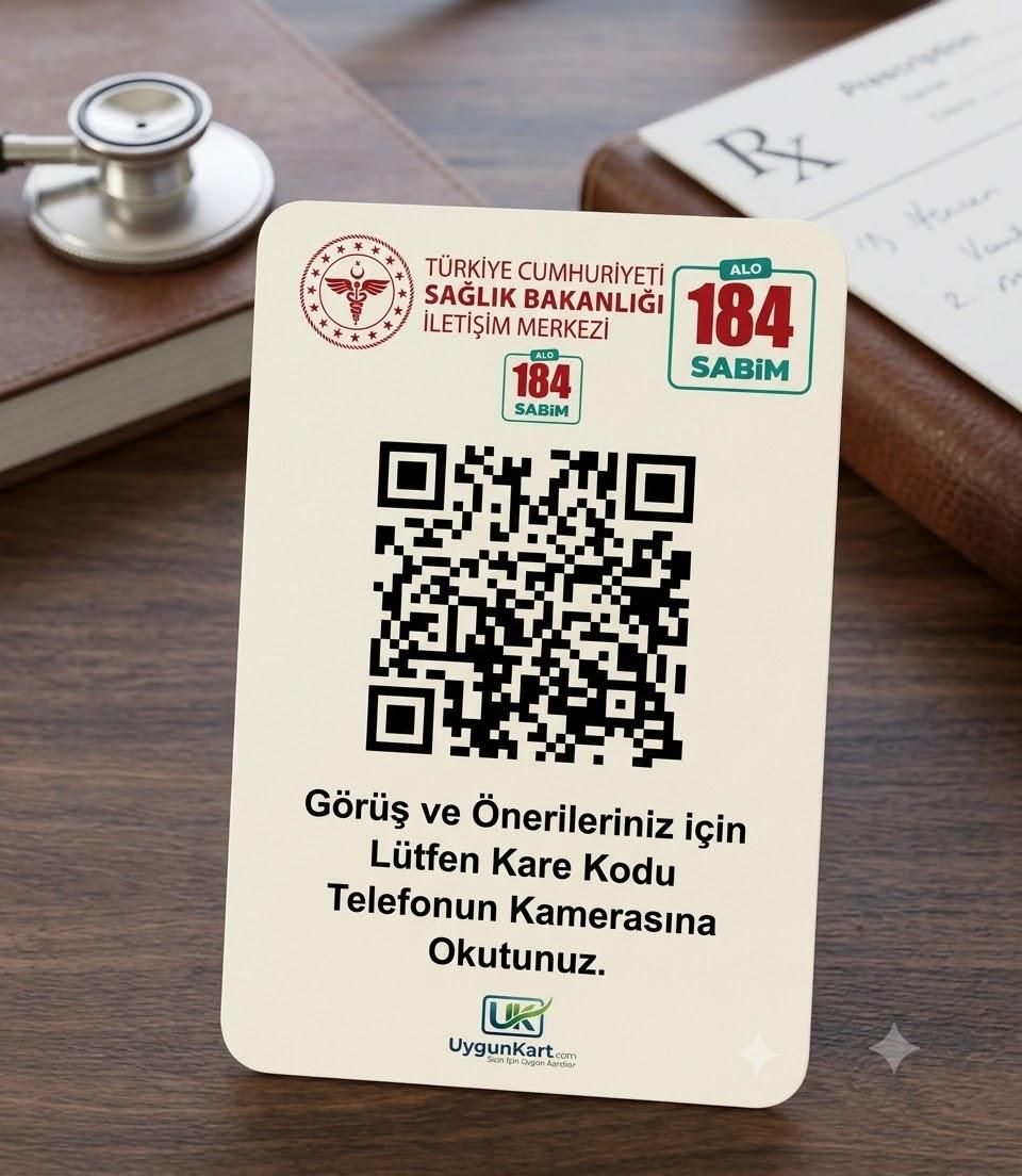 SABİM 184 Karekod Masaüstü Standı – Sağlık Bakanlığı Denetim Uyumlu